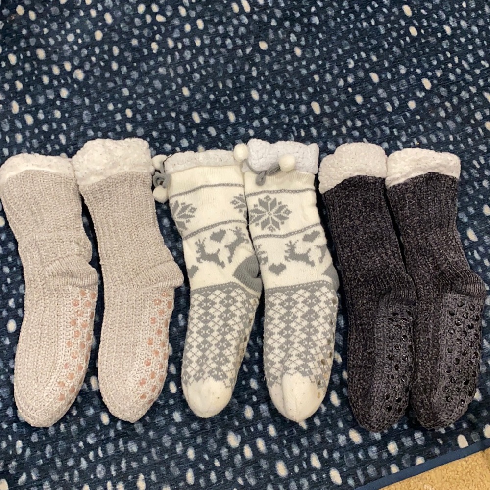 Bundle of Sherpa lined grippy socks slippers